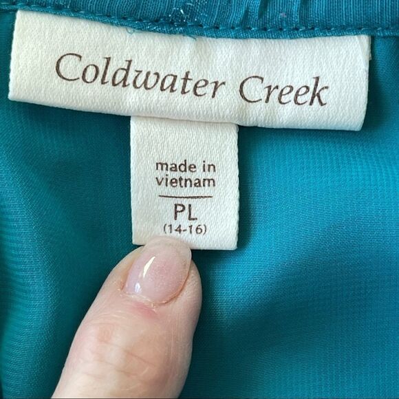 Coldwater Creek Teal Textured Blouse/Tunic - Petite Large - Picture 2 of 8